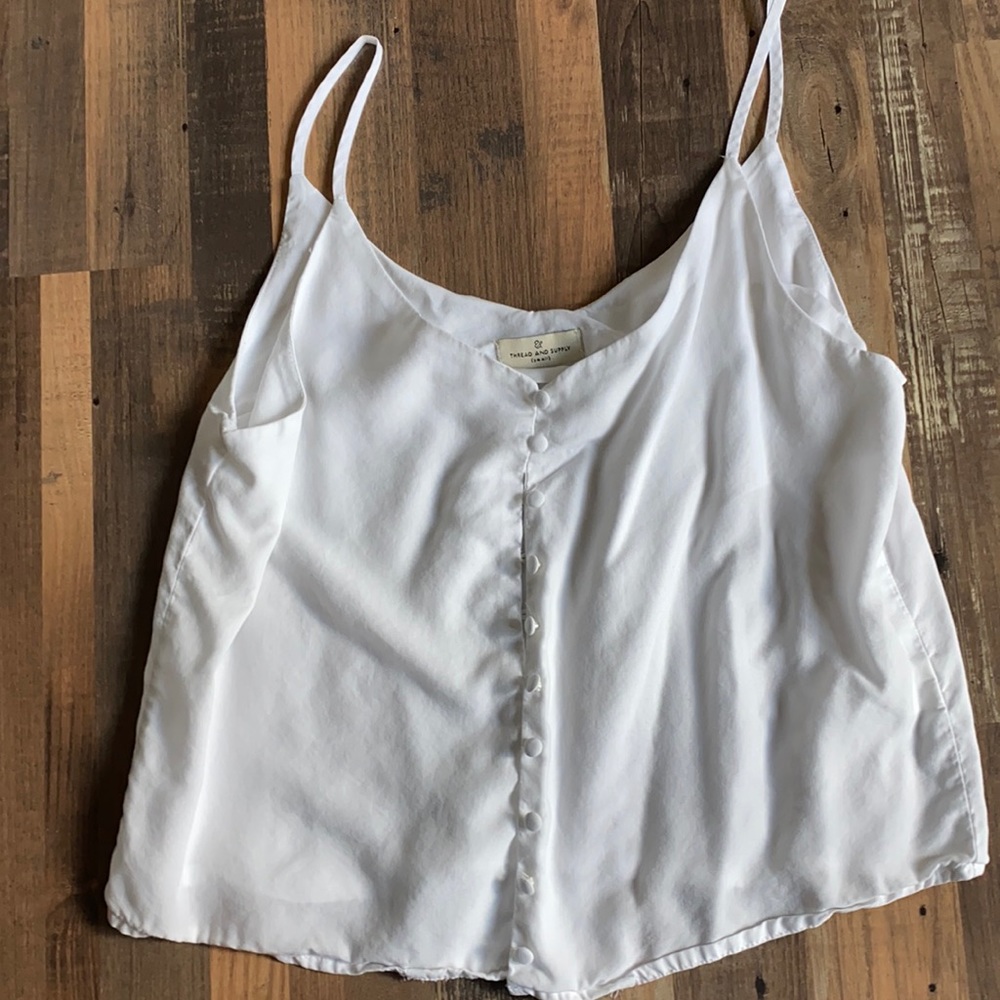 White flowy button up top